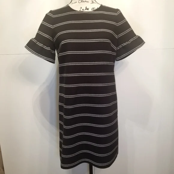 Ann Taylor LOFT Flutter Sleeve Striped Shift Dress - Picture 1 of 9
